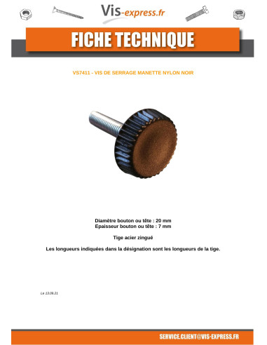 1 x Bout Serrage nylon noir M4X12 Diamètre de...