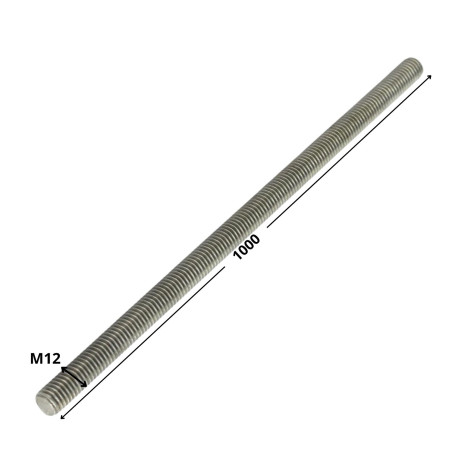 1 x Tige filetée M12 Longueur 1 mètre Inox A4