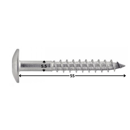 1 x Vis de facade TORX T20 5.5X55 Diamètre de tête: 12.3 Inox A2
