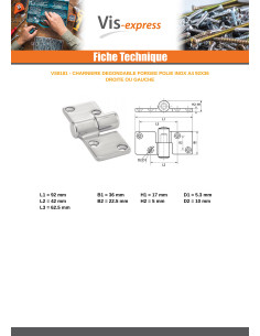 Charnière dégondable Droite Inox A4 92X36 2