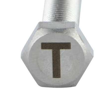 1 x Vis métaux Tête hexagonale TH 8X35 Inox A4 avec gravure de lettre "T"
