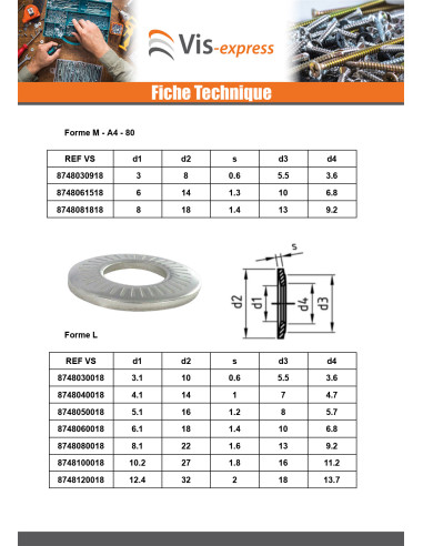 1 x Rondelles contact Inox A4 M6X18X1.4 L