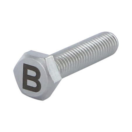 1 x Vis métaux Tête hexagonale TH 8X35 Inox A4 avec gravure de lettre "B"