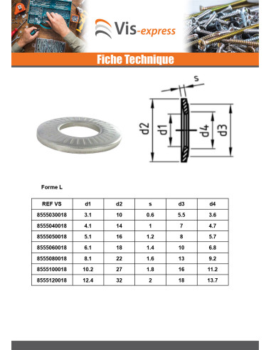1 x Rondelles contact Inox A2 M6X14X1.3 M