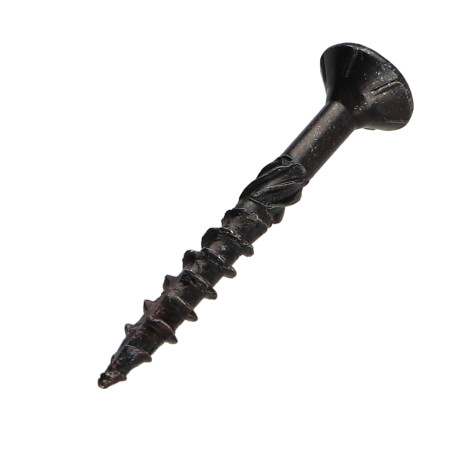 1 x Vis charpente TEKOR Tête fraisée Cranté TORX T20 4X35 Filetée sur 30 Pointe antifendage type 17 Acier zingué noir