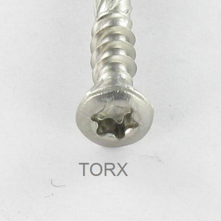 1 x V.TKR Double filet Tête fraisée TORX T25 5X70 Pointe antifendage type 17 Inox A2 Brun