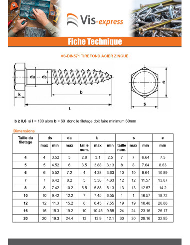 1 x Tirefonds Inox A2 7X50