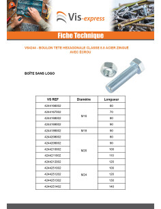 Boulon (vendu avec Ecrou) Tête hexagonale TH M16X70... 2