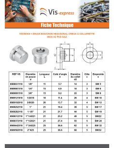Bouchon Hexagonal creux à collerette Clé de 5 HC5 Inox A2... 2