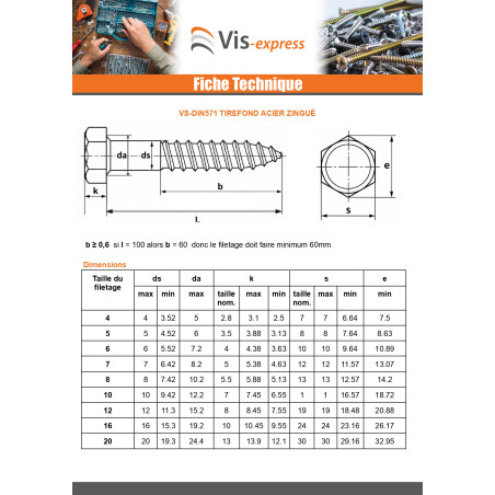 1 x Tirefonds Inox A2 8X50
