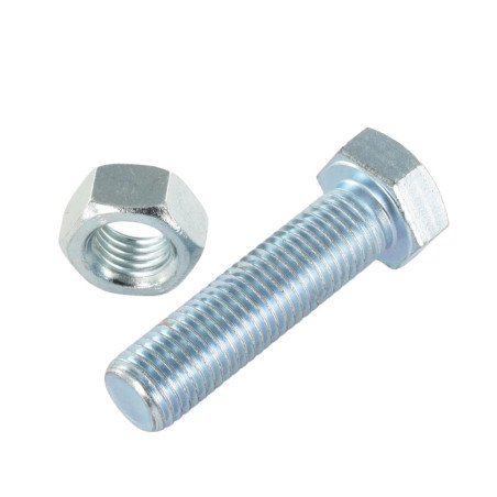 1 x Boulon (vendu avec Ecrou) Tête hexagonale TH M24X100 Classe 8.8 Acier zingué NO LOGO