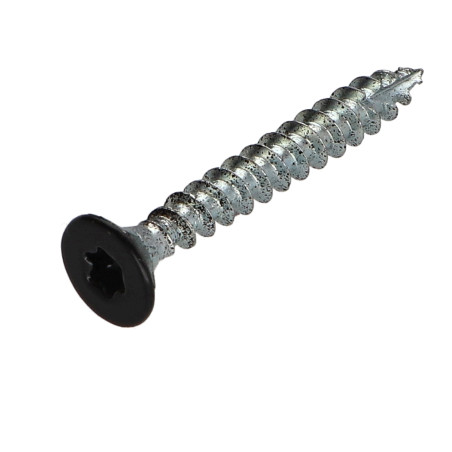 1 x Vis bois TEKOR Tête fraisée Cranté 5X40 TORX T25 Pointe antifendage type 17 RAL9005 noir foncé
