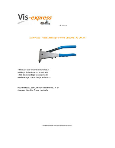 1 x Riveteuse DEGOMETAL GO 755