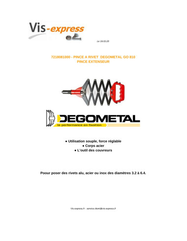 1 x Riveteuse DEGOMETAL GO 810