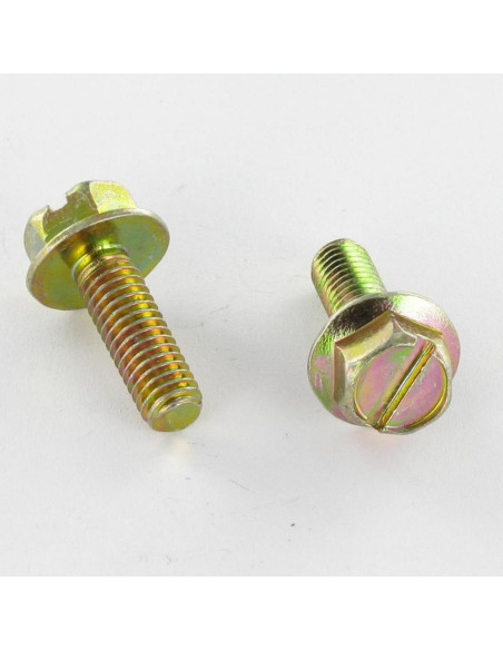 1 x Vis métaux Tête hexagonale TH M5X18 Embase collerette 11 Fendue Bichromaté