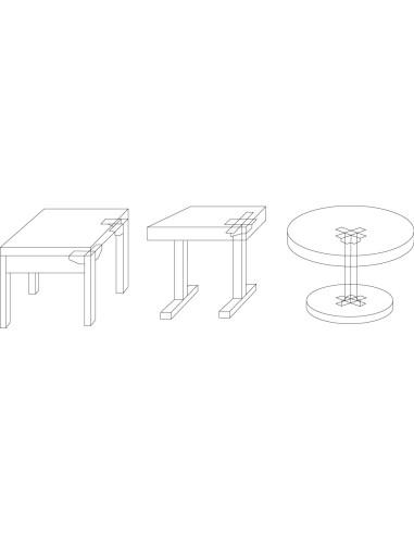 1 x Ferrure de table PIED RECTANGLE Acier zingué
