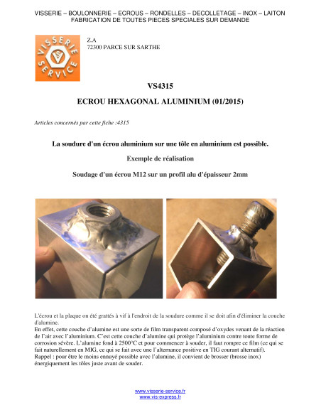 1 x Ecrou hexagonale M6 Aluminium AONOIR