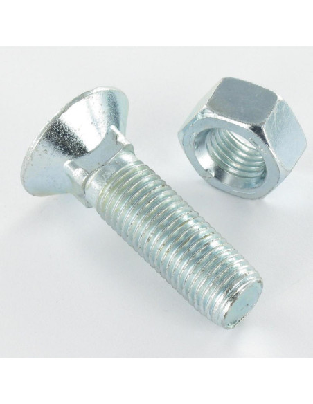 1 x Boulon de charrue TFCC tête fraisée collet carré M12X50 Classe 8.8 Acier zingué