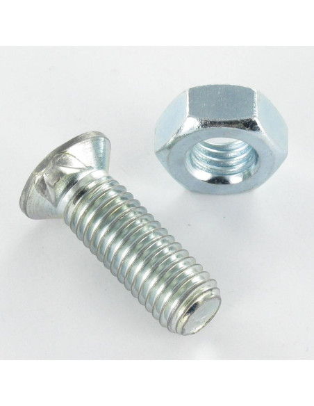 1 x Boulon de charrue Tête fraisée M12X45 2 Ergots Classe 8.8 Acier zingué