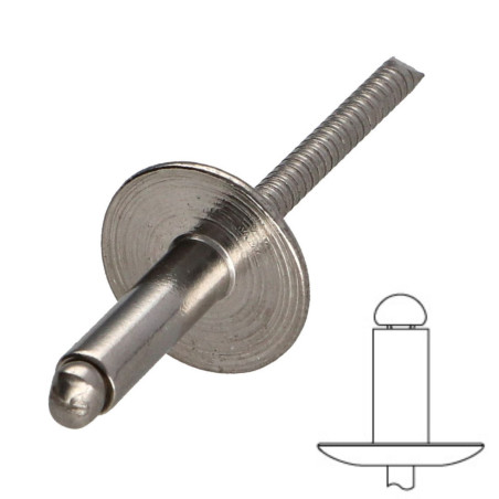 Rivet Aveugle Tête extra large Tout Inox A2
