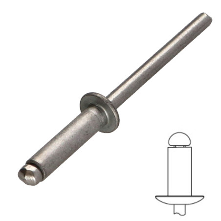 Rivet Aveugle Tête plate Tout Inox A2 DOC 3702