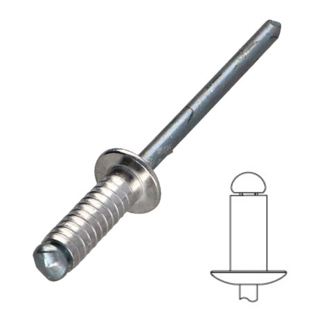 Rivet Rainure Aluminium Tige acier Tête plate